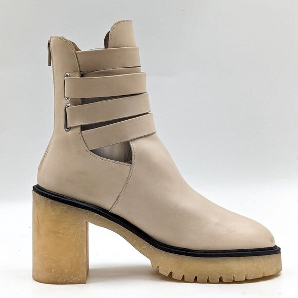 Free People Women Jesse Cutout Summer Cream Leather Platform Festival Boots 8US - Picture 11 of 12